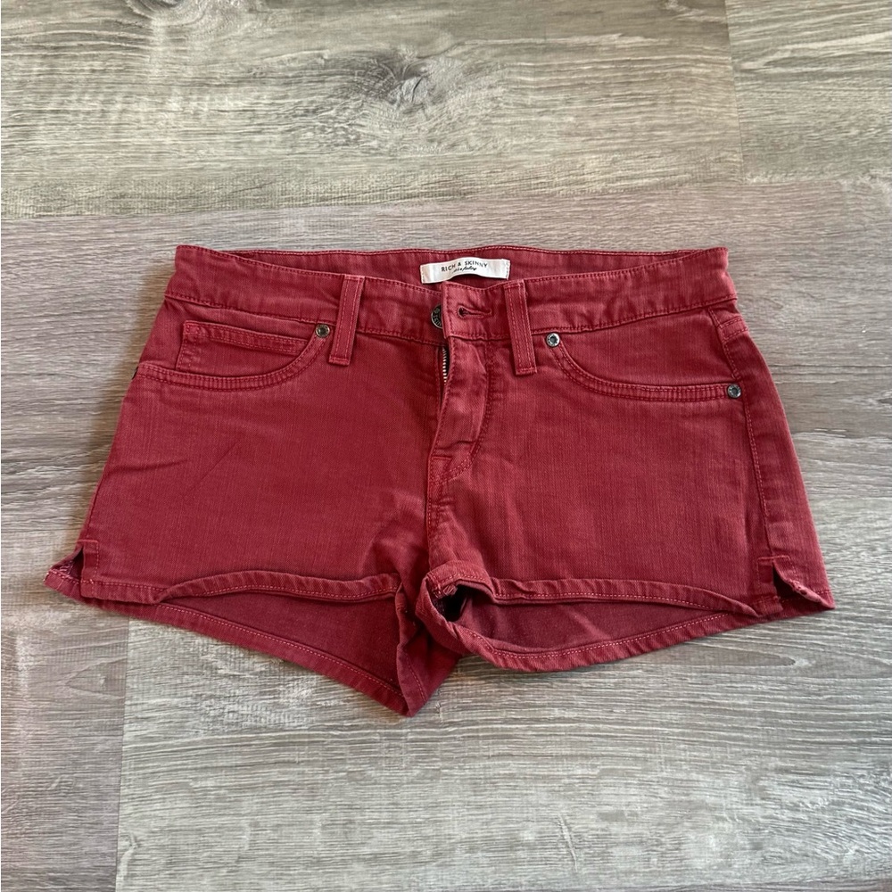 Rich & Skinny Burgundy Denim Shorts